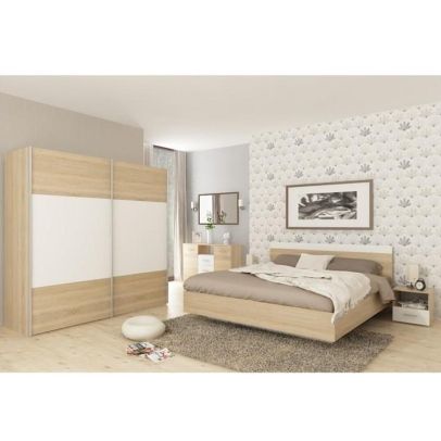 Manželská posteľ, dub sonoma/biela, 180x200, GABRIELA 2