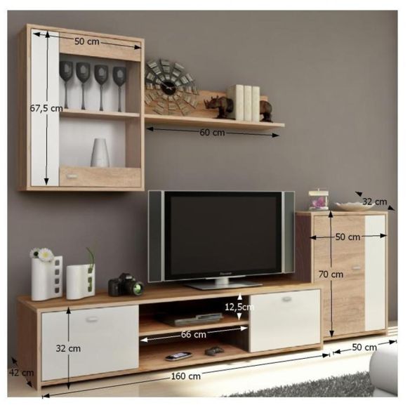 Obývacia stena, dub sonoma/biela, GENTA