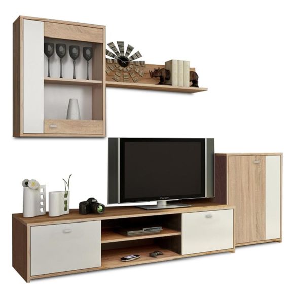 Obývacia stena, dub sonoma/biela, GENTA