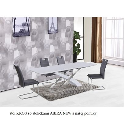Jedálenský stôl, biela/biela extra vysoký lesk HG, 160-220x90 cm, KROS 2