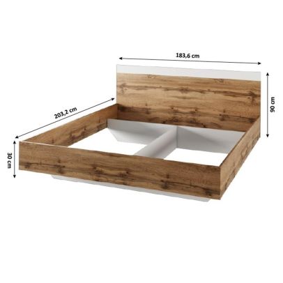 Manželská posteľ, 180x200, dub wotan/biela, GABRIELA 2