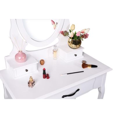 Toaletný stolík s taburetom, biela/strieborná, LINET NEW 2