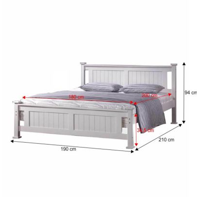 Posteľ, borovicové drevo/biela, 180x200, LUCAS NEW 2