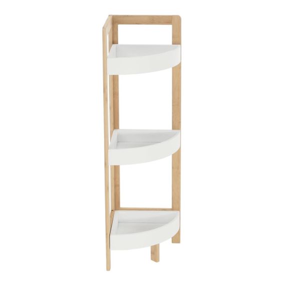 Rohový regál, biela/prírodný bambus, FONG