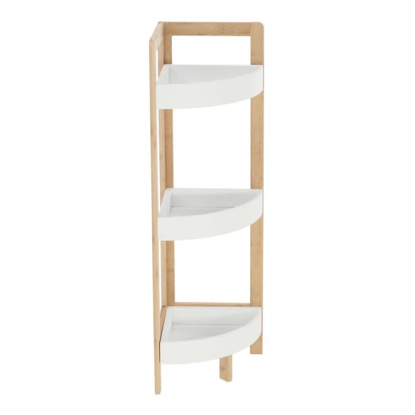 Rohový regál, biela/prírodný bambus, FONG
