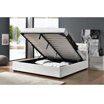 Posteľ s úložným priestorom, biela, 180x200, DORLEN 2 NEW 2