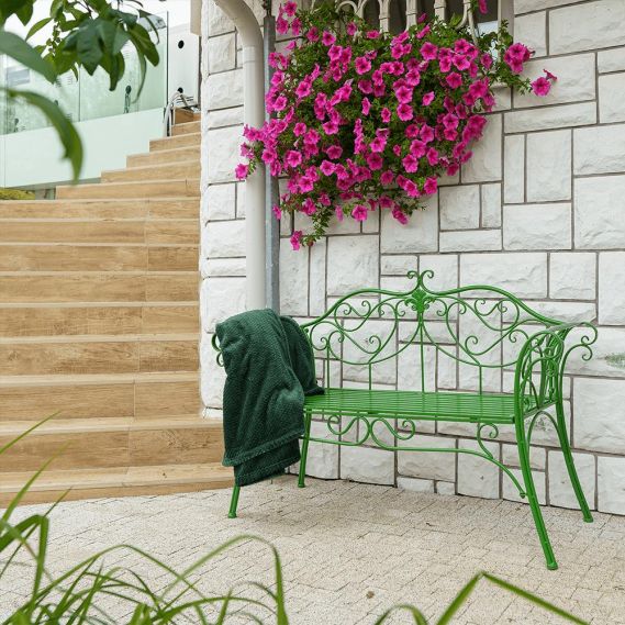 Záhradná lavička, zelená, ETELIA