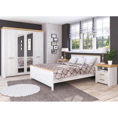 Posteľ Z2, 160x200, dub craft zlatý/dub craft biely, SUDBURY 2