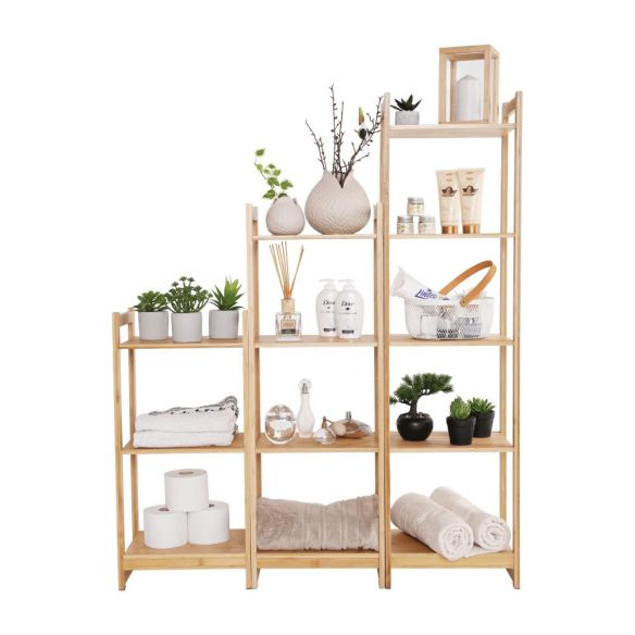 3-poličkový regál, prírodný bambus, IMPEROR TYP 1