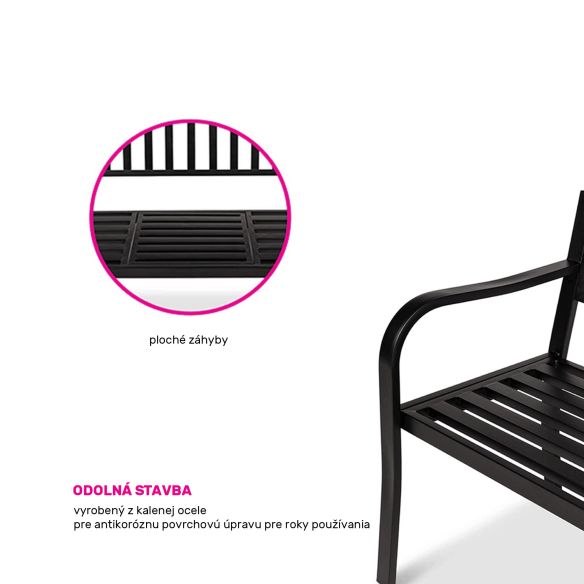 Záhradná lavička so stolíkom, čierna, DAGNO