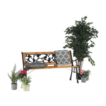 Záhradná lavička, čierna/prírodná, FAIZA 2