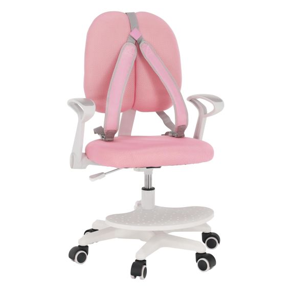 Rastúca stolička s podnožou a trakmi, ružová/biela, ANAIS | Stoly-stolicky.sk