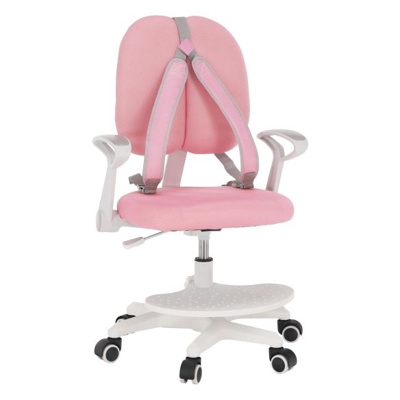 Rastúca stolička s podnožou a trakmi, ružová/biela, ANAIS | Stoly-stolicky.sk