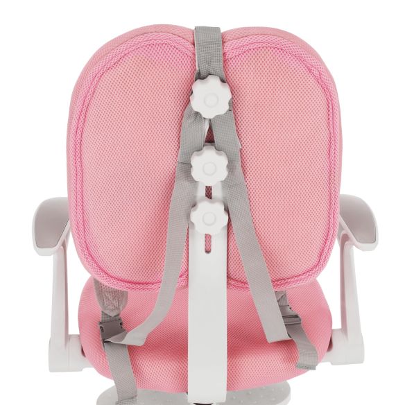 Rastúca stolička s podnožou a trakmi, ružová/biela, ANAIS