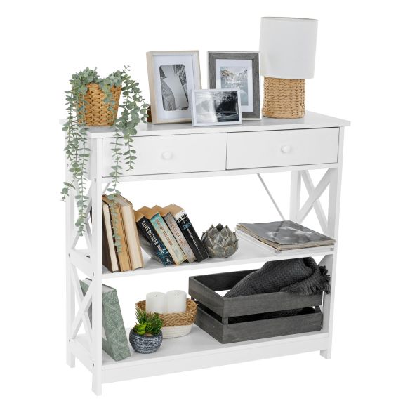 Konzolový stolík, biela, LOMIR