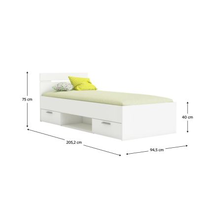 Posteľ, 90x200, biela, MICHIGAN NEW 2