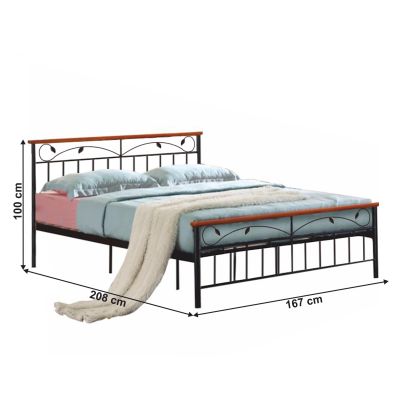 Posteľ s lamelovým roštom, drevo čerešňa/kov, 160x200, MORENA NEW 2