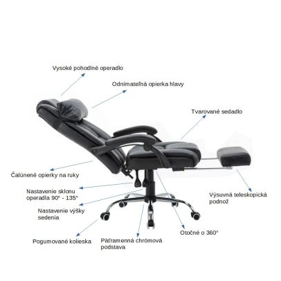 Kancelárske kreslo, ekokoža čierna, ARNAUD 2 NEW 2