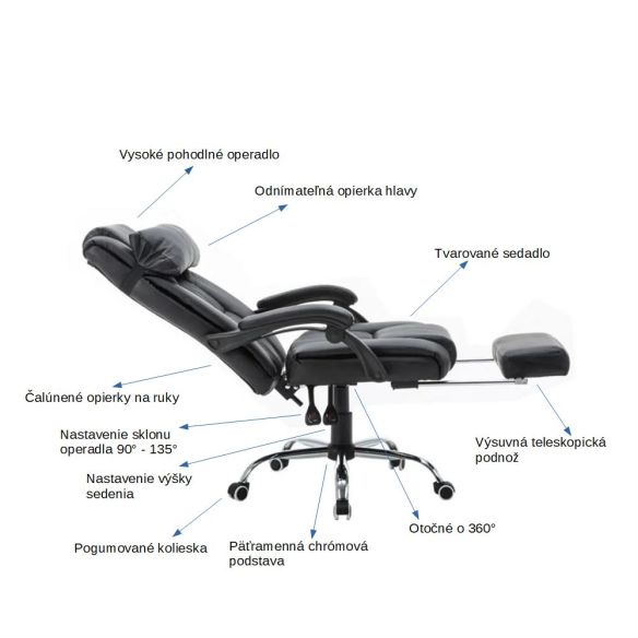 Kancelárske kreslo, ekokoža čierna, ARNAUD 2 NEW