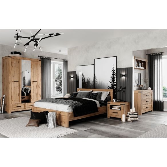 Manželská posteľ, 160x200, dub wotan, MORATIZ