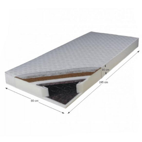 Matrac, pružinový, 80x195, KOKOS MEDIUM