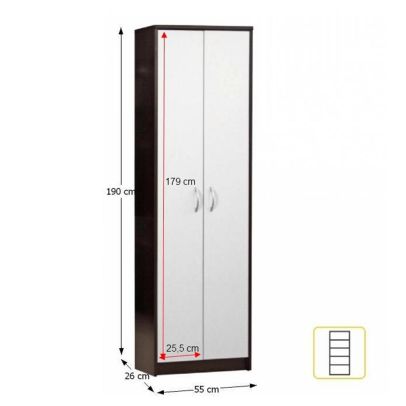 Policová skriňa, wenge, biela MECKI 2