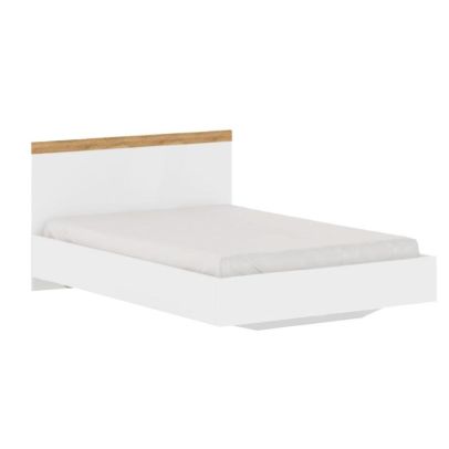 Posteľ, 120x200, biela/dub wotan, VILGO