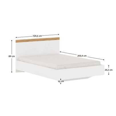 Posteľ, 120x200, biela/dub wotan, VILGO 2