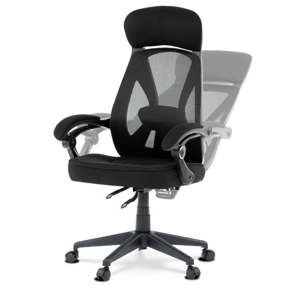 Kancelárska stolička, poťah čierna látka a čierna sieťovina MESH, PC mech. s aretáciou KA-Y309 BK