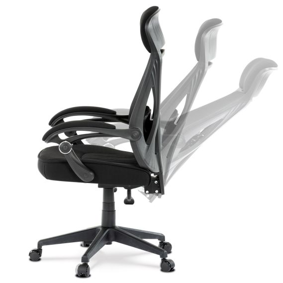 Kancelárska stolička, poťah čierna látka a čierna sieťovina MESH, PC mech. s aretáciou KA-Y309 BK