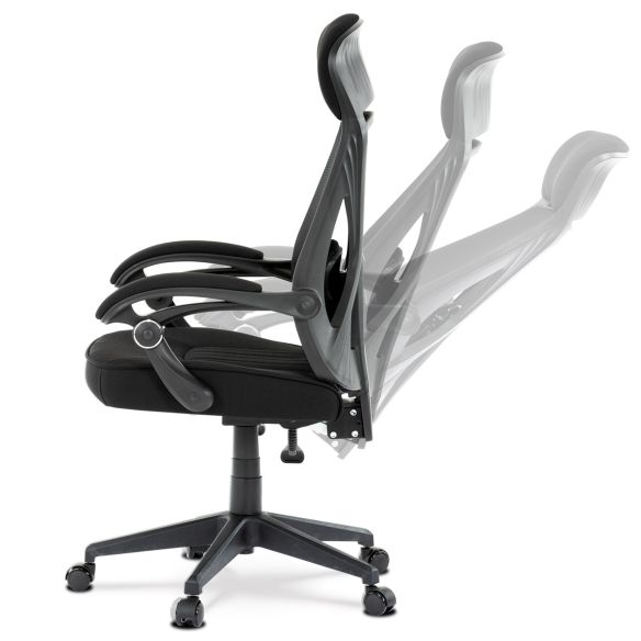 Kancelárska stolička, poťah čierna látka a čierna sieťovina MESH, PC mech. s aretáciou KA-Y309 BK