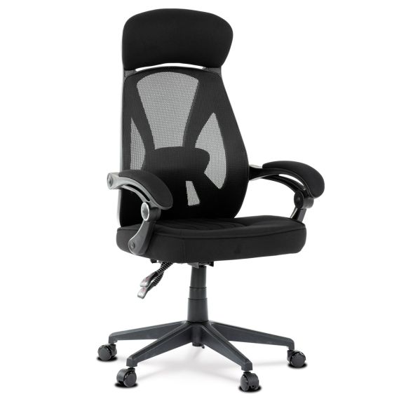 Kancelárska stolička, poťah čierna látka a čierna sieťovina MESH, PC mech. s aretáciou KA-Y309 BK
