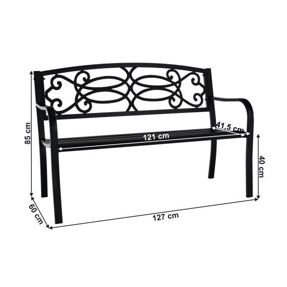 Záhradná lavička, čierna, VENDA