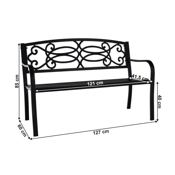 Záhradná lavička, čierna, VENDA