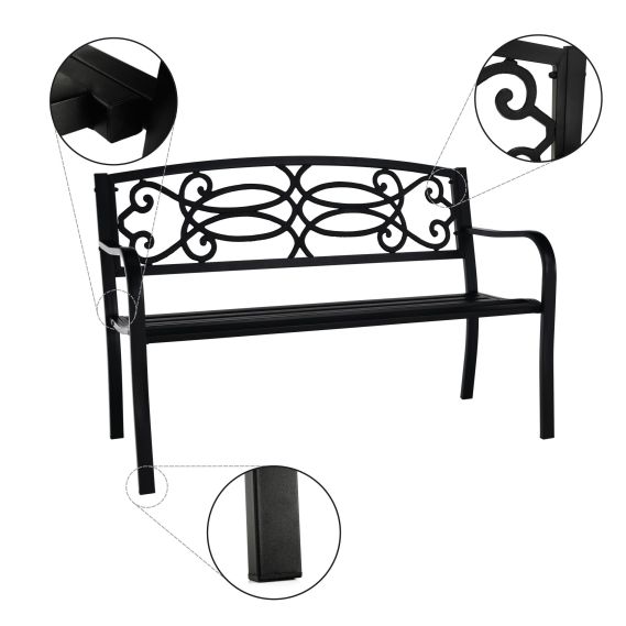 Záhradná lavička, čierna, VENDA