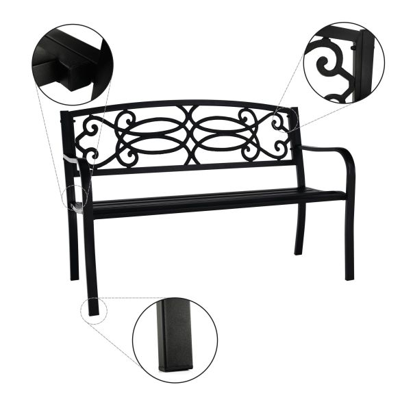 Záhradná lavička, čierna, VENDA