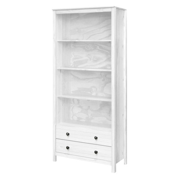 Knižnica 2 zásuvky TORINO biela, kovové úchytky