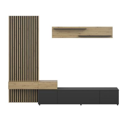 Obývacia stena, čierna/dub artisan, REBEKA PLUS 2