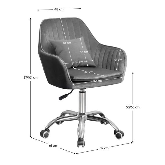 Kancelárske kreslo, sivá Velvet látka/chróm, KLIAN