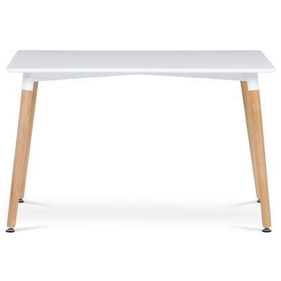 Jídelní stůl 120x80x74 cm, MDF / kovová kostrukce - bílý matný lak, dřevěné nohy DT-304 WT 2