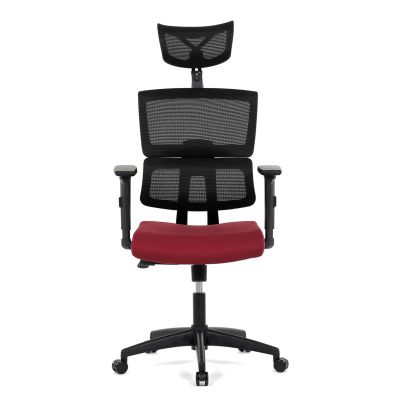 Kancelárska stolička, poťah bordó látka a čierna sieťovina MESH, hojdací mech. KA-B1025 BOR 2