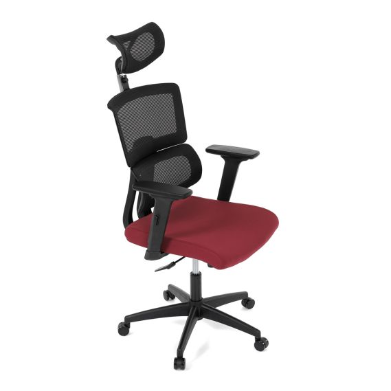 Kancelárska stolička, poťah bordó látka a čierna sieťovina MESH, hojdací mech. KA-B1025 BOR