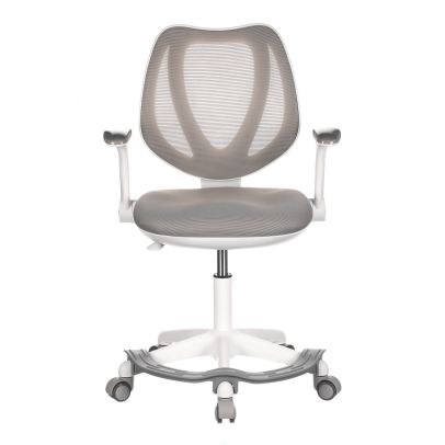 Dětská židle, šedá síťovina, černý plastový kříž, kolečka na tvrdé podlahy KA-C806 GREY 2