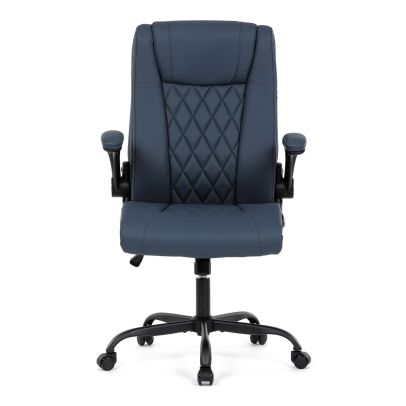 Kancelářská židle, tmavě modrá ekokůže, taštičkové pružiny, kovový kříž, kolečka na tvrdé podlahy KA-Y344 BLUE 2