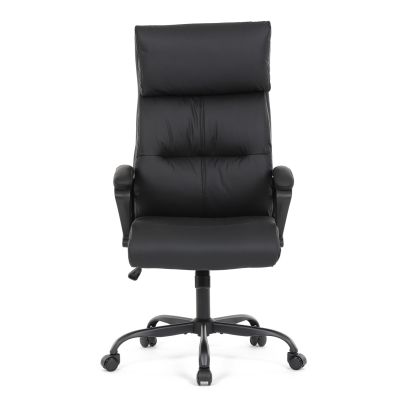 Kancelářská židle, černá ekokůže, taštičkové pružiny, kovový kříž, kolečka na tvrdé podlahy KA-Y346 BK 2