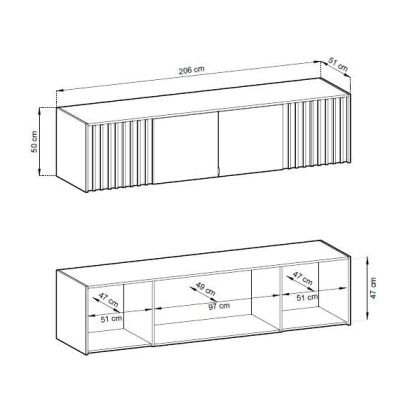Nadstavec na skriňu NELLY 4D | grafit/lamela artisan 2