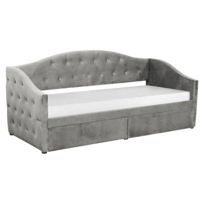 Posteľ s úložným priestorom, 90x200, sivá Velvet látka, ZASKA 2