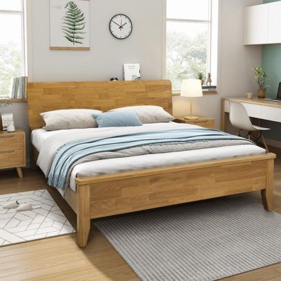 Manželská posteľ, 160x200, masívne drevo, prírodná, NOEMI 2