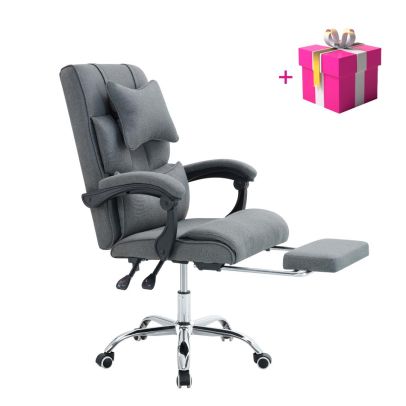 Kancelárske kreslo s výsuvnou podnožou, sivá/chróm, WALDOR NEW