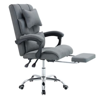 Kancelárske kreslo s výsuvnou podnožou, sivá/chróm, WALDOR NEW 2